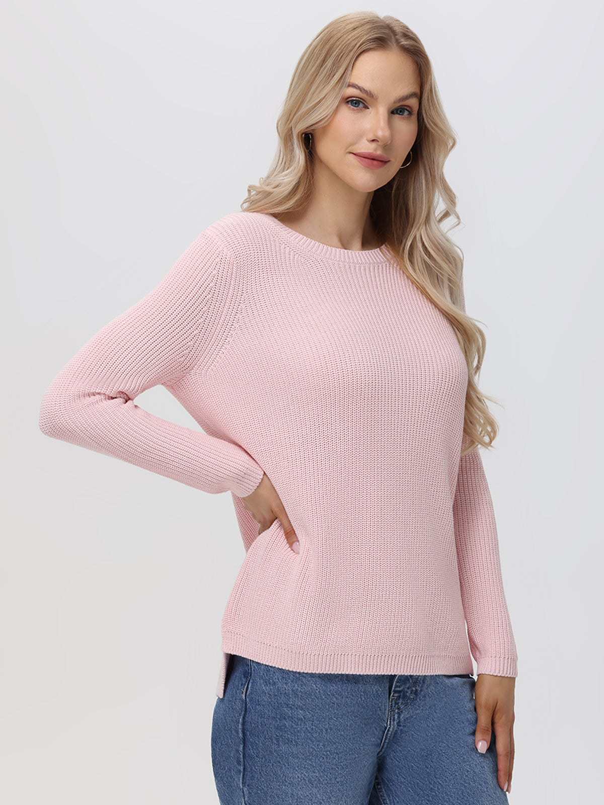 Emma: 100% Organic Cotton Crewneck Shaker Sweater