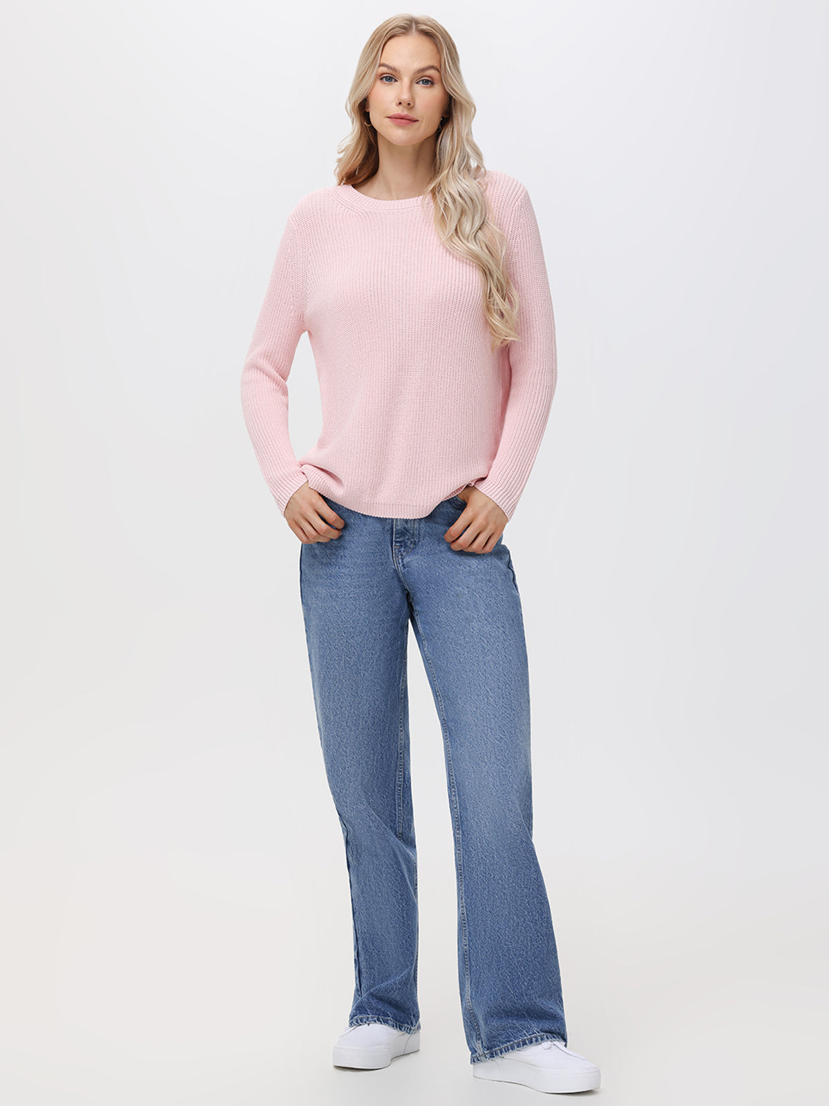 Emma: 100% Organic Cotton Crewneck Shaker Sweater