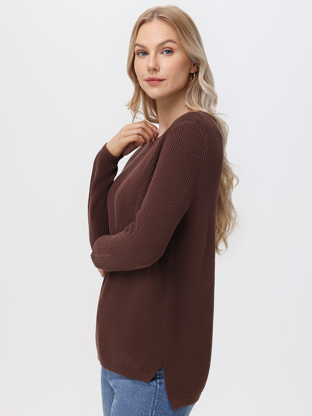 Emma: 100% Organic Cotton Crewneck Shaker Sweater