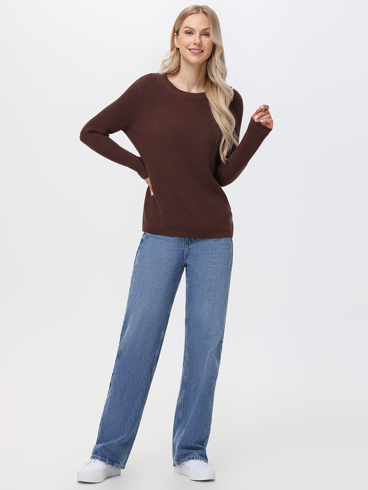 Emma: 100% Organic Cotton Crewneck Shaker Sweater