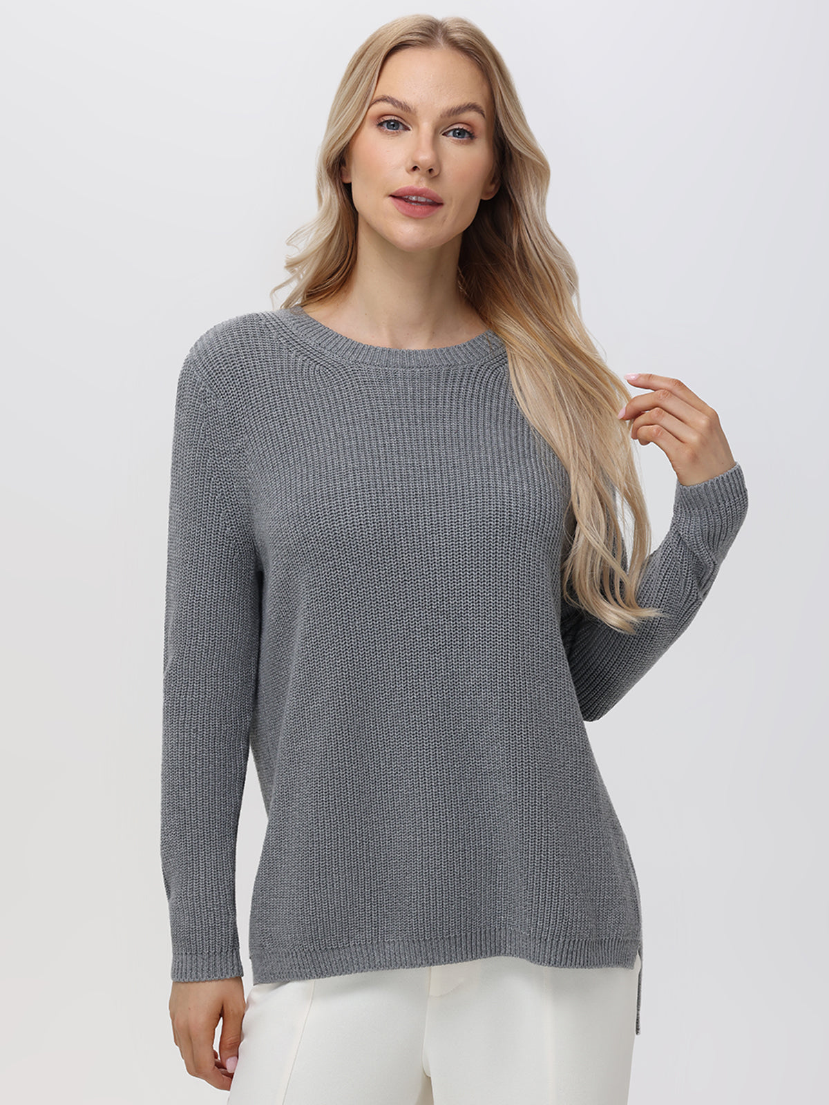 Emma: 100% Organic Cotton Crewneck Shaker Sweater