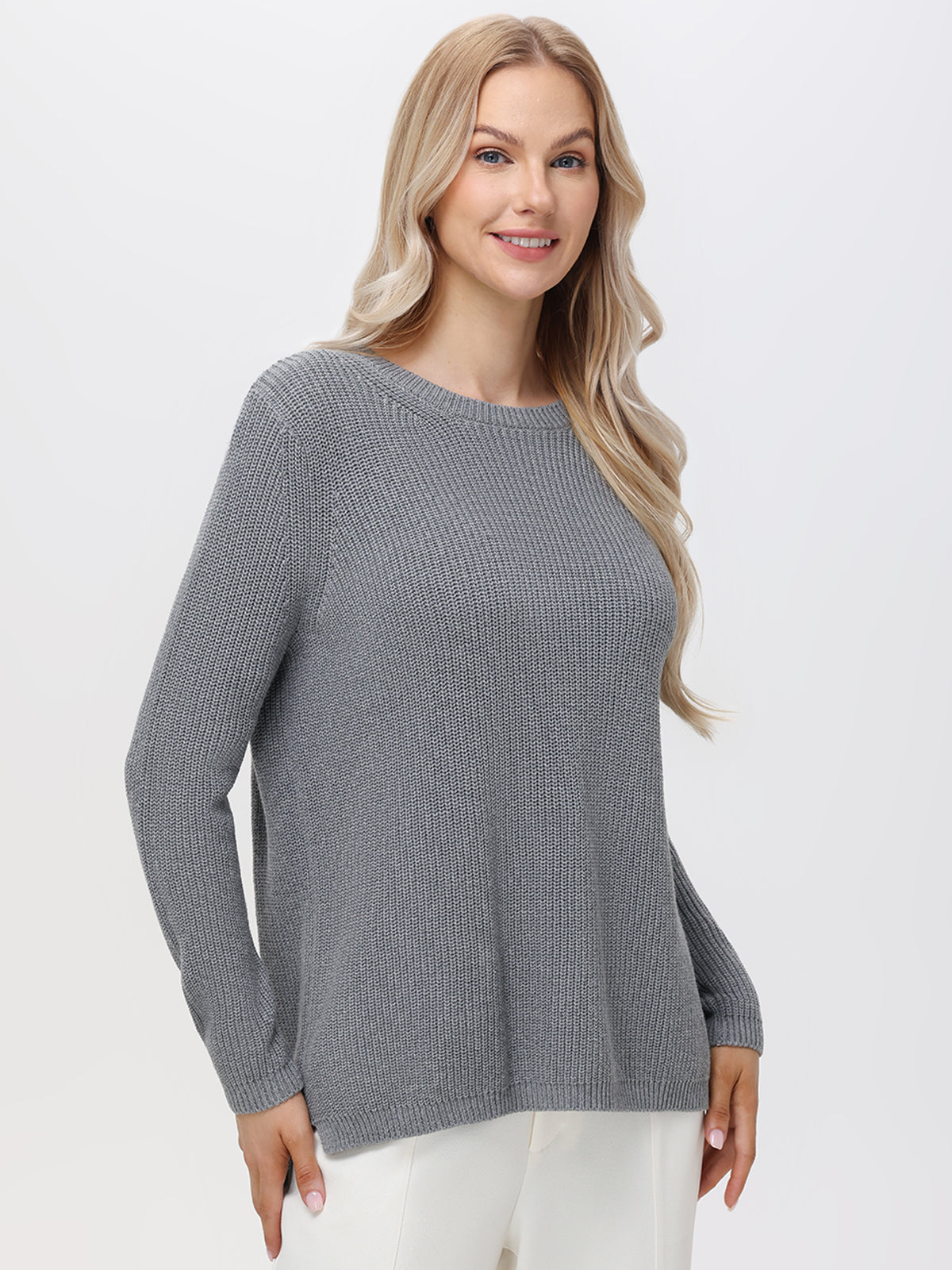 Emma: 100% Organic Cotton Crewneck Shaker Sweater