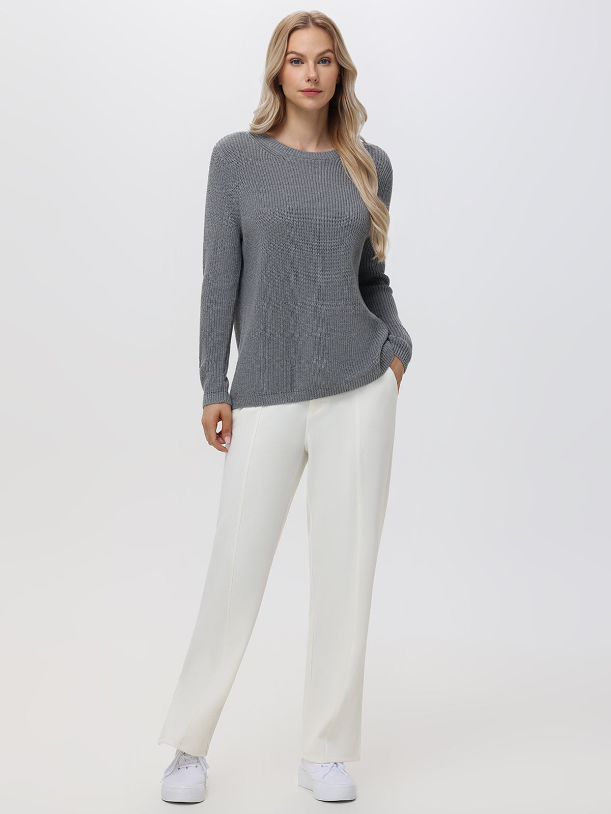 Emma: 100% Organic Cotton Crewneck Shaker Sweater