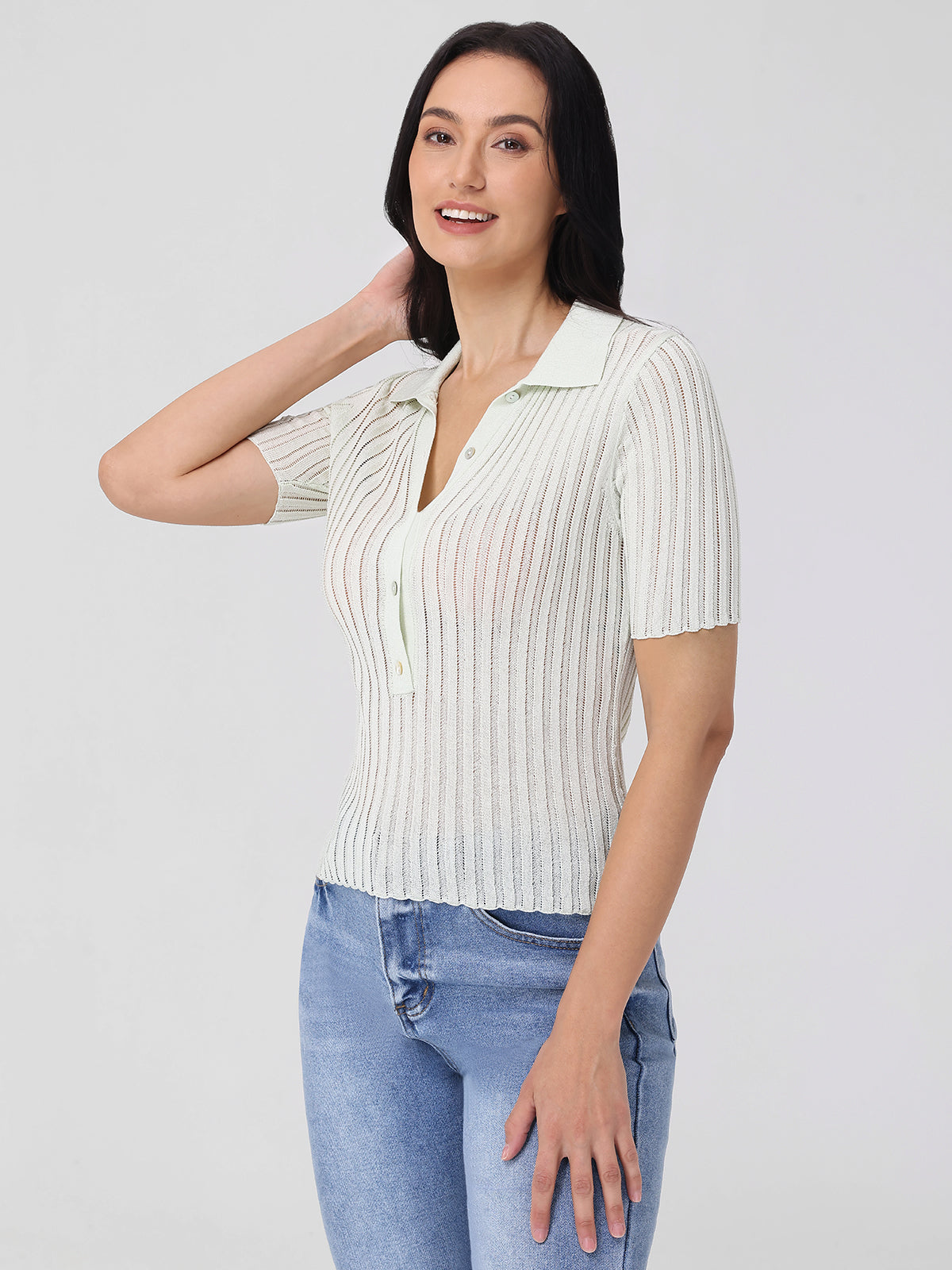 Maya: Johnny Collar Ribbed Top