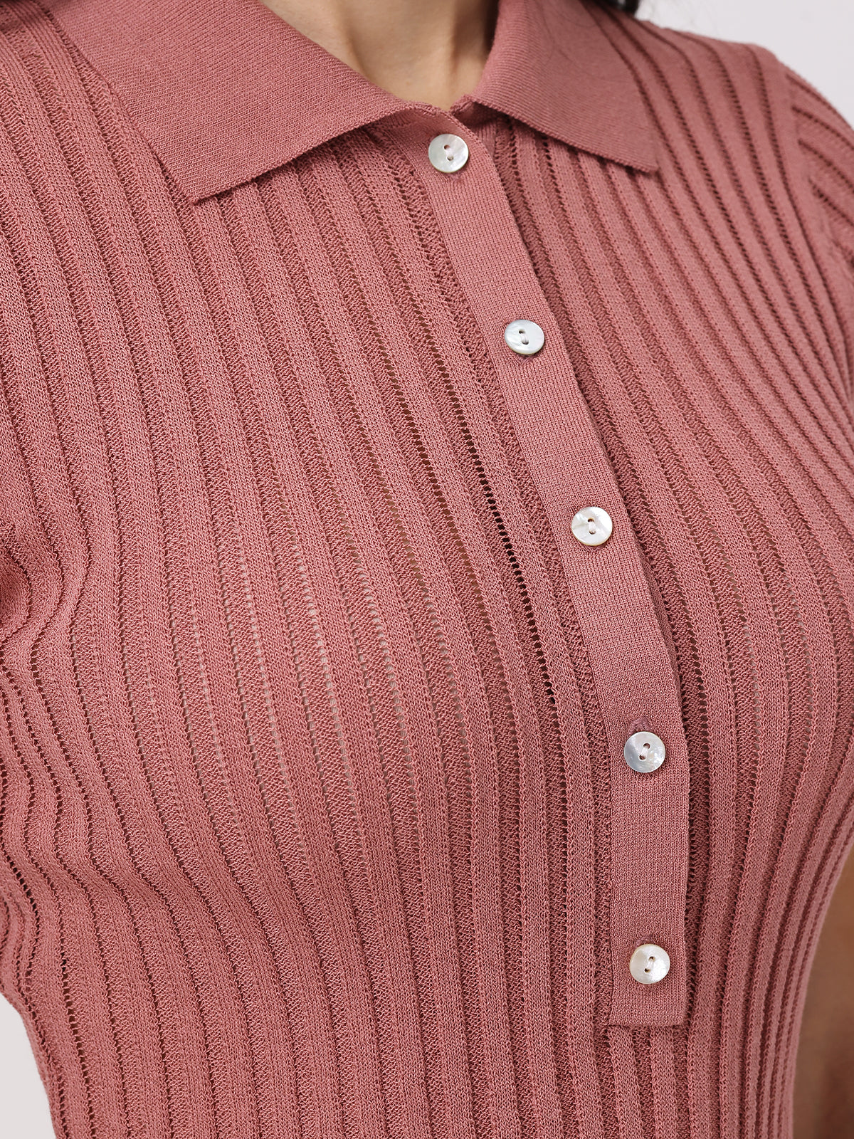 Maya: Johnny Collar Ribbed Top