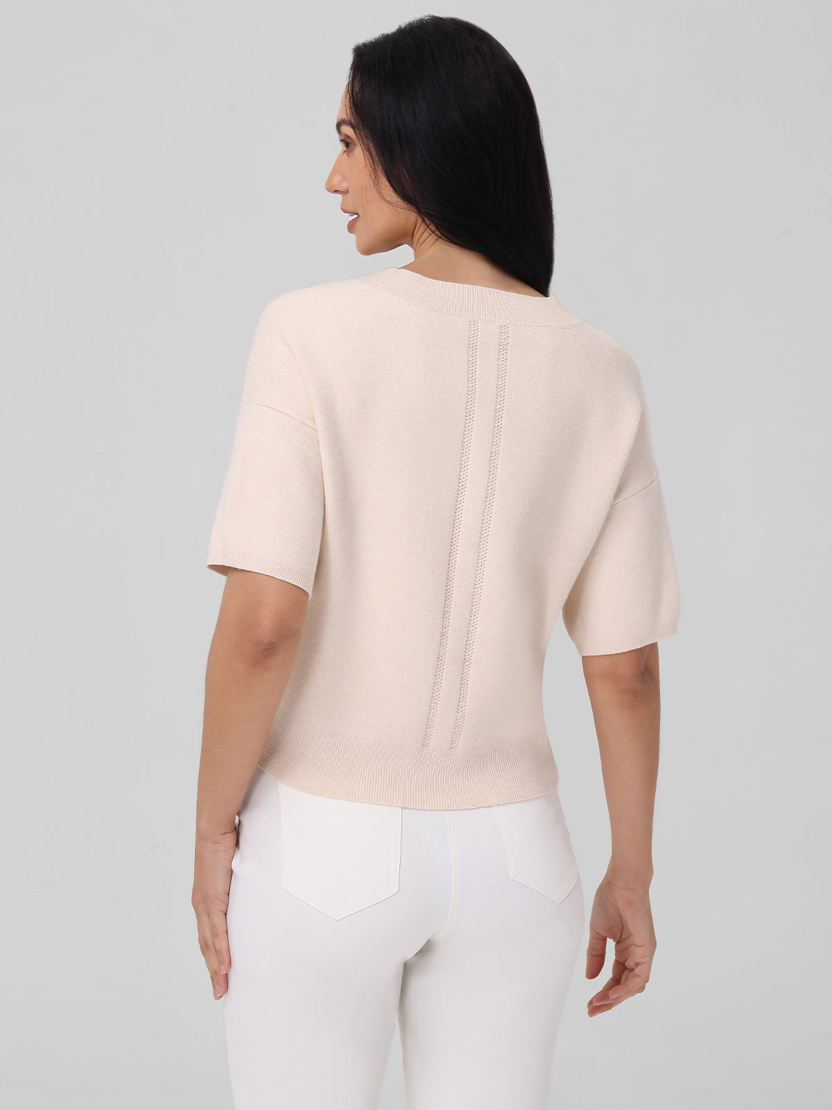 Isla: V-Neck Short Sleeve Sweater