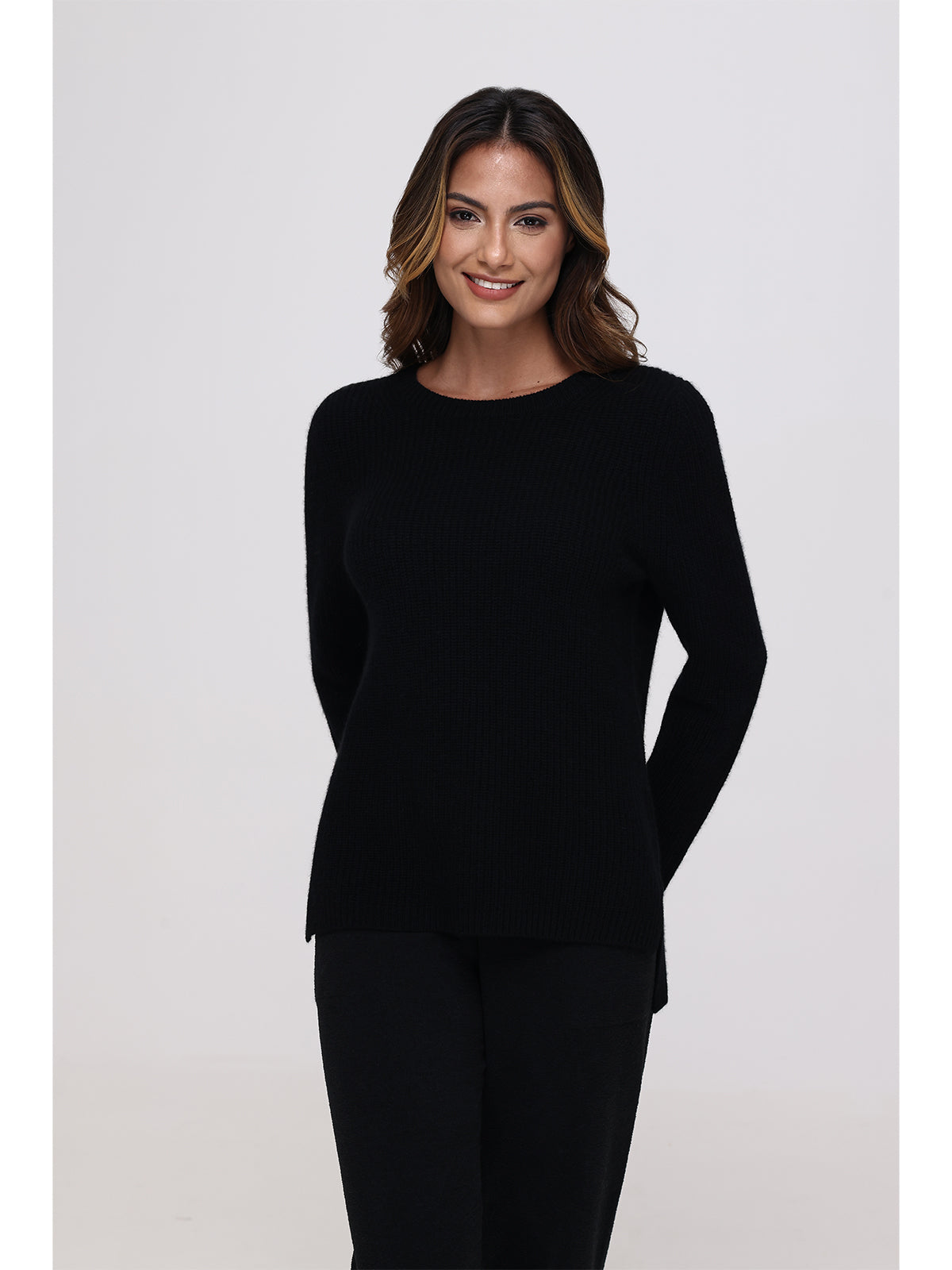 Emma: Cashmere Crewneck Shaker Stitch Sweater