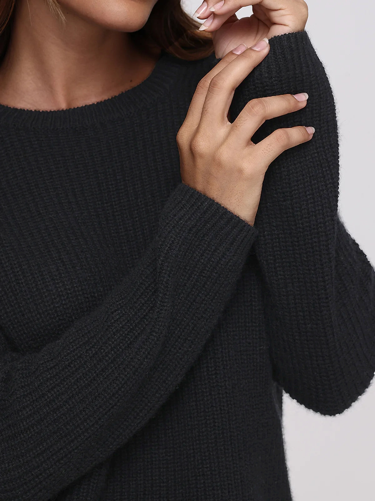 Emma: Cashmere Crewneck Shaker Stitch Sweater