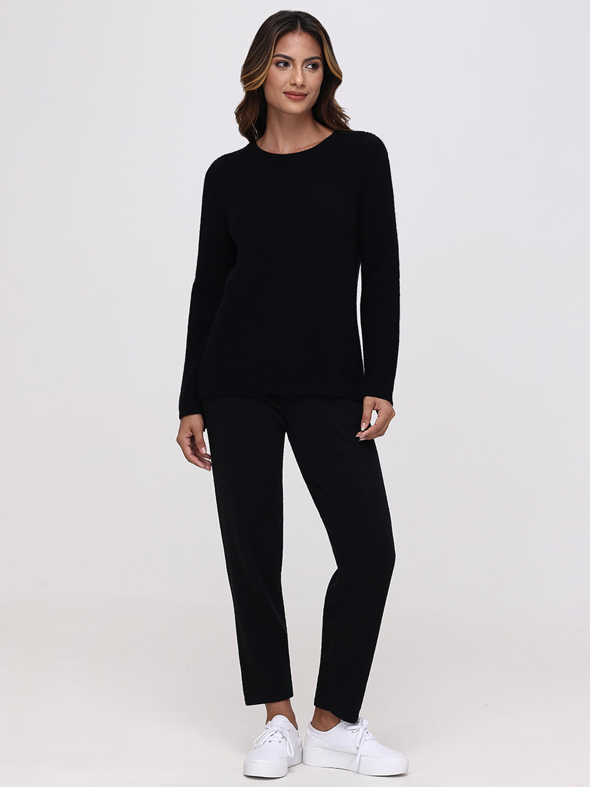 Emma: Cashmere Crewneck Shaker Stitch Sweater