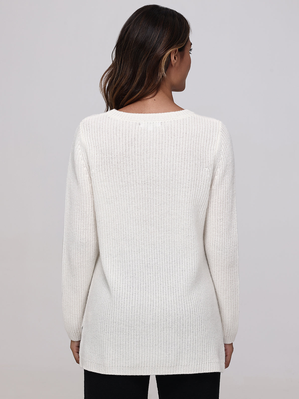 Emma: Cashmere Crewneck Shaker Stitch Sweater