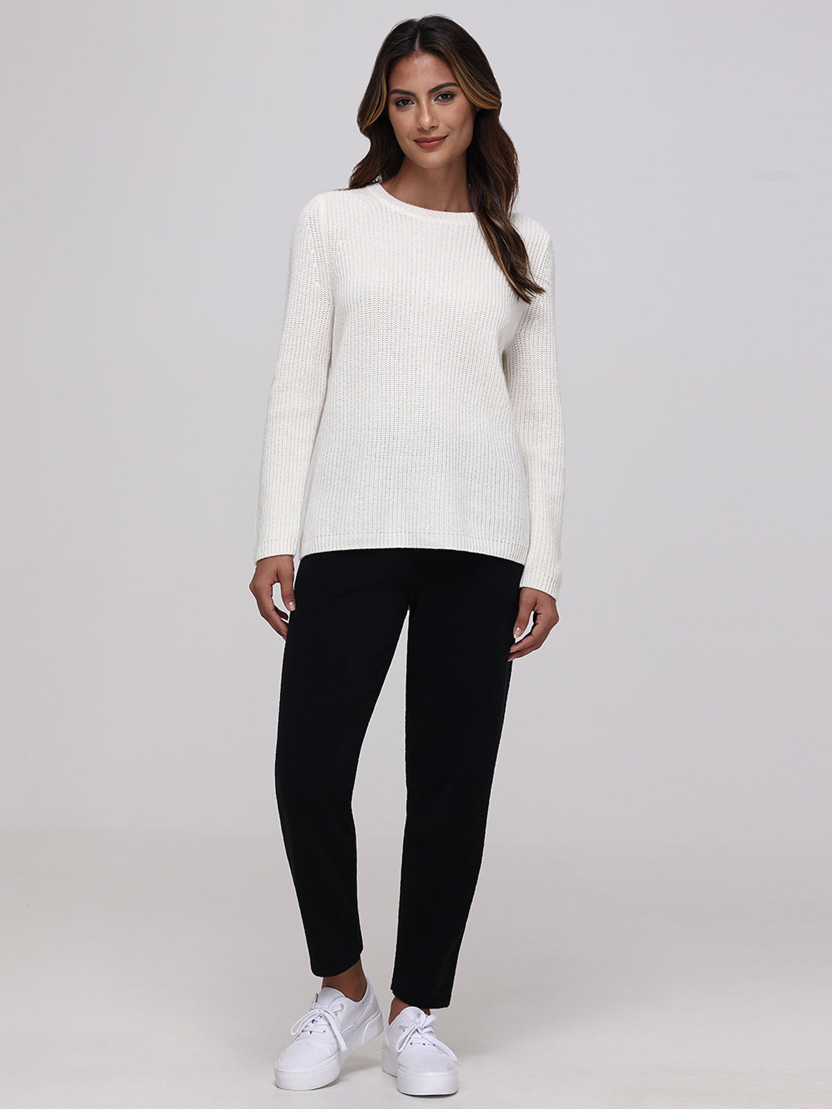 Emma: Cashmere Crewneck Shaker Stitch Sweater