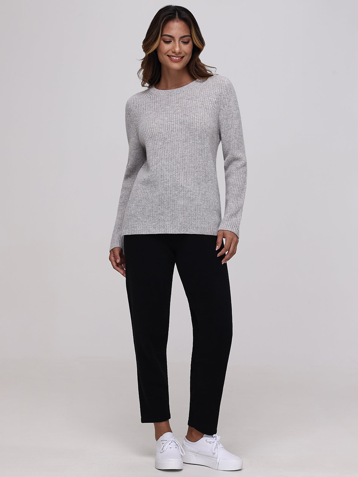 Emma: Cashmere Crewneck Shaker Stitch Sweater