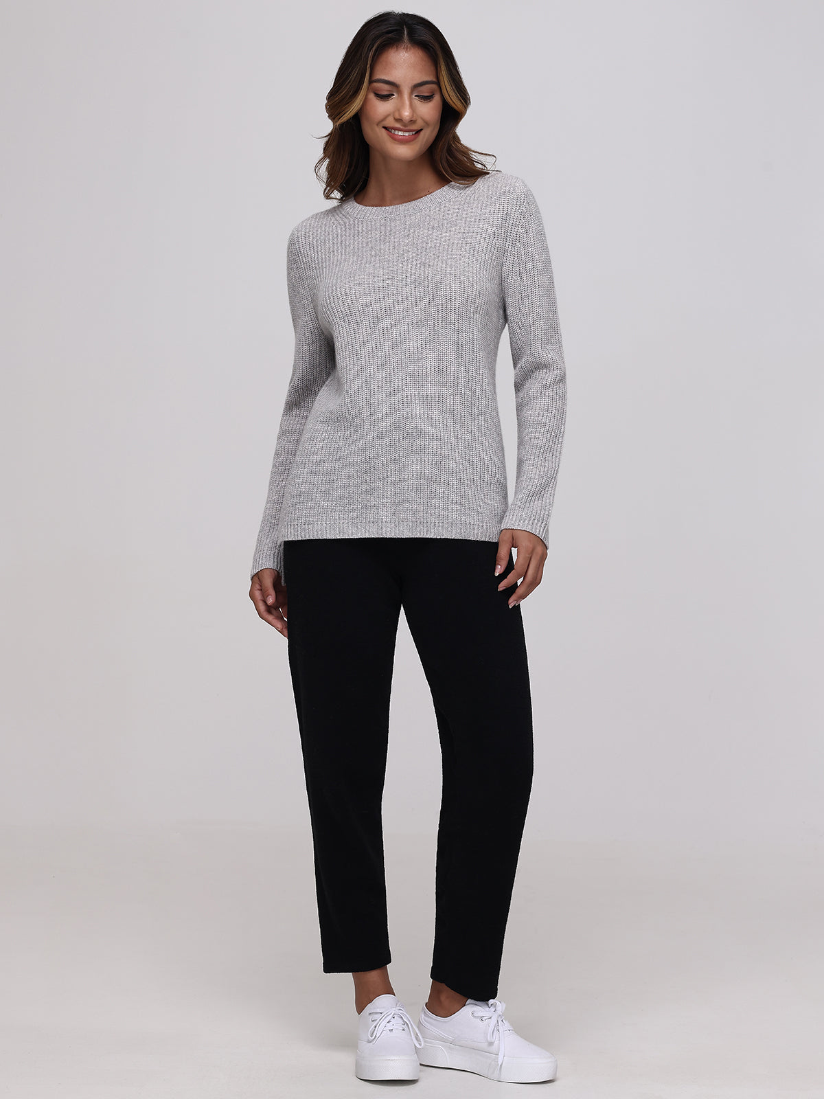 Emma: Cashmere Crewneck Shaker Stitch Sweater