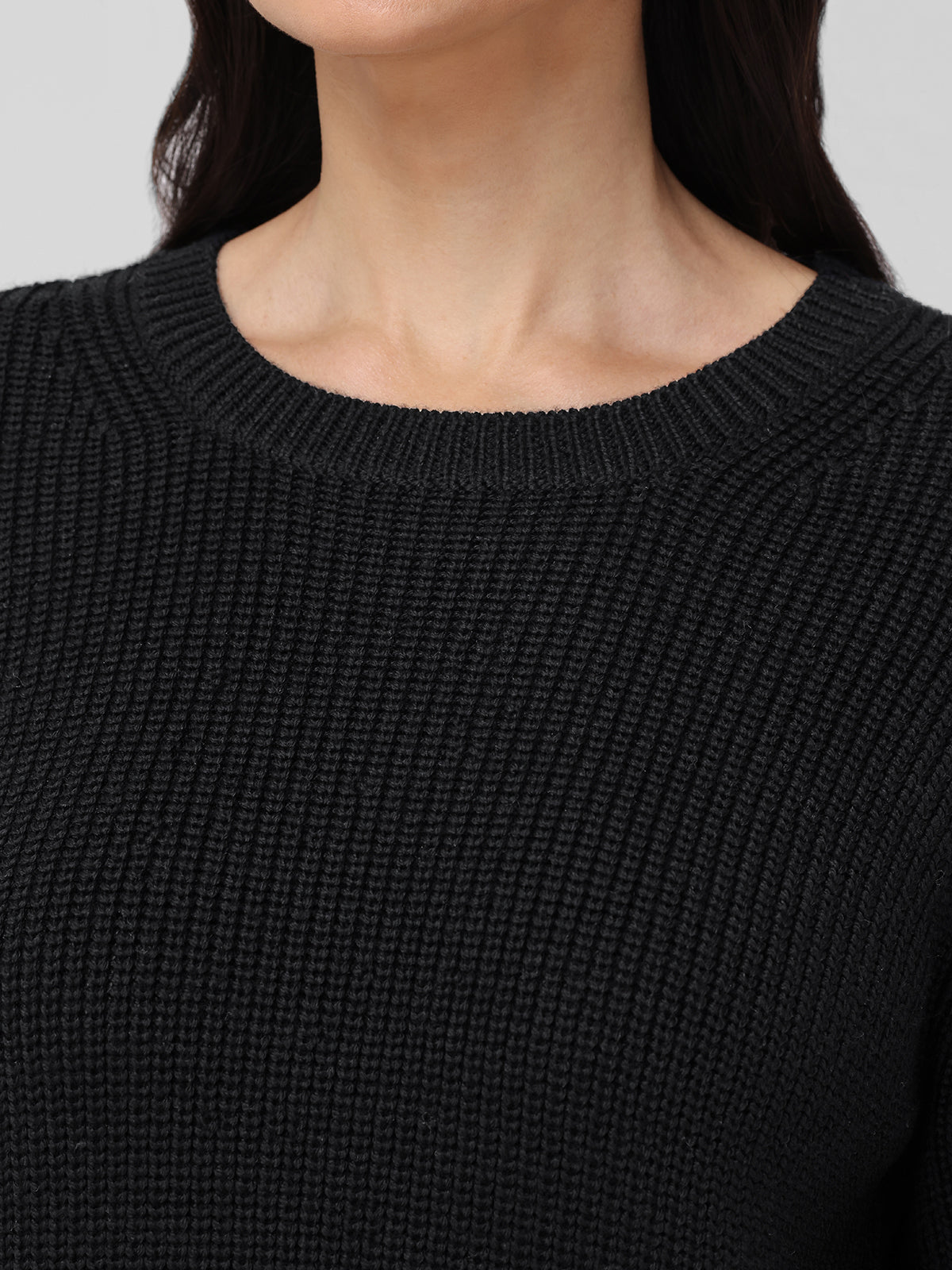 Emma: Wool Crewneck Shaker Stitch Sweater