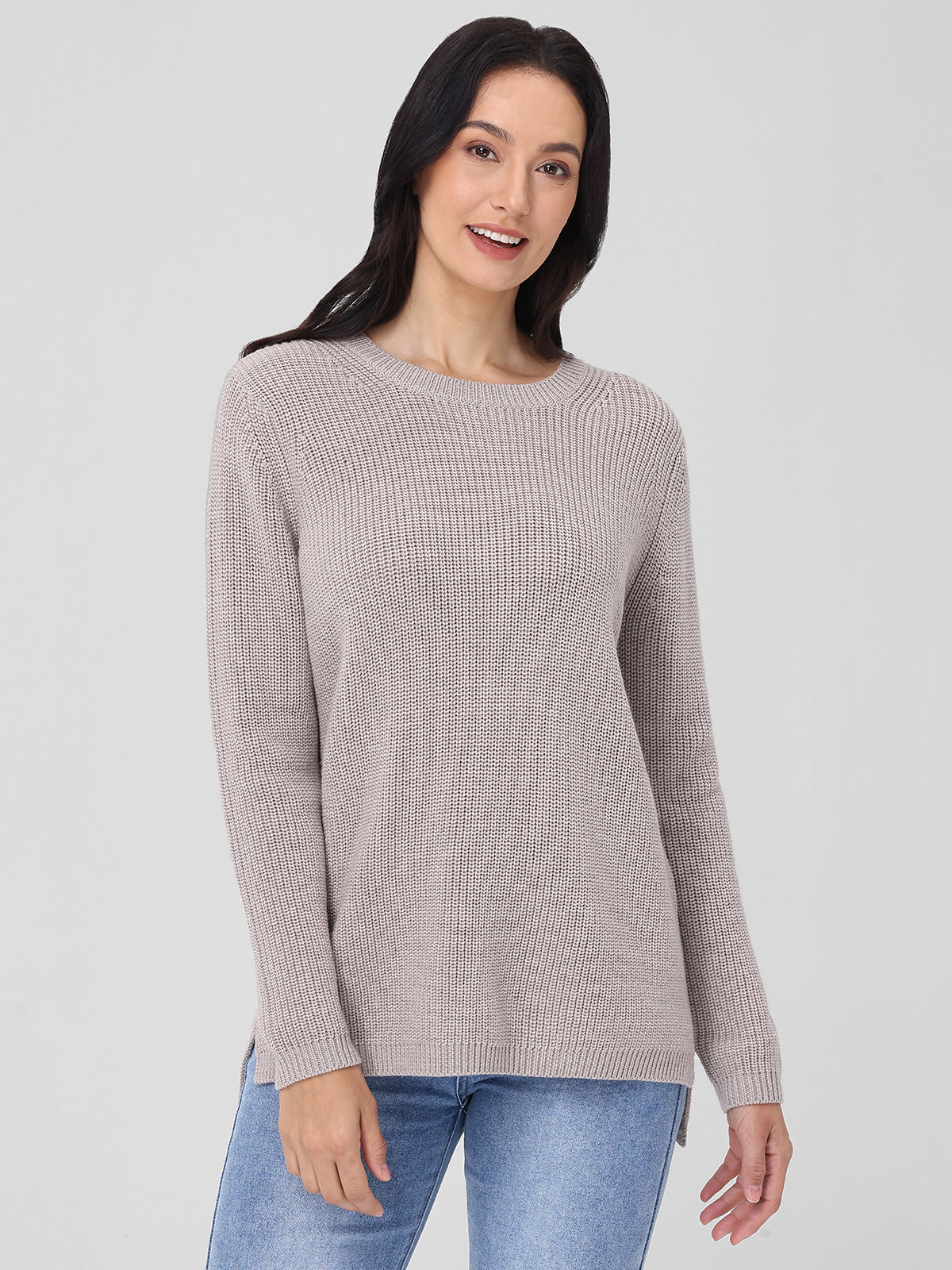 Emma: Wool Crewneck Shaker Stitch Sweater