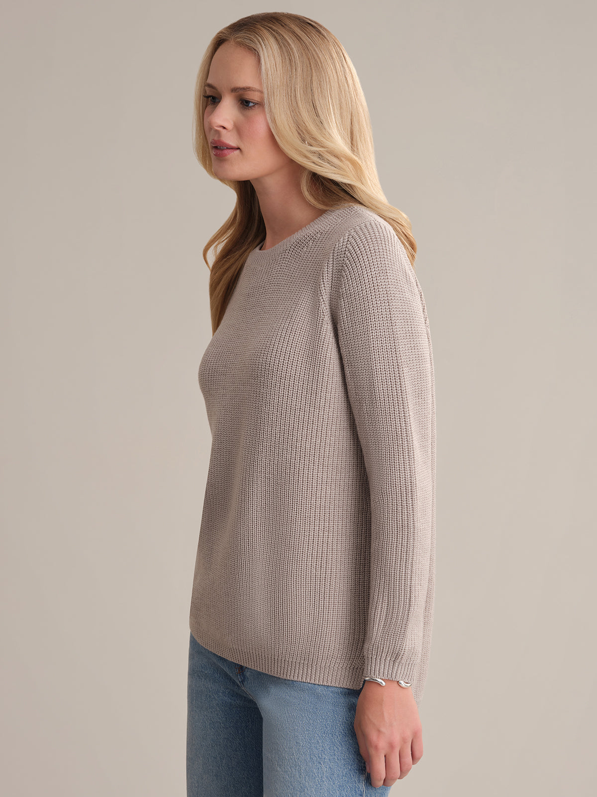 Emma: Wool Crewneck Shaker Stitch Sweater