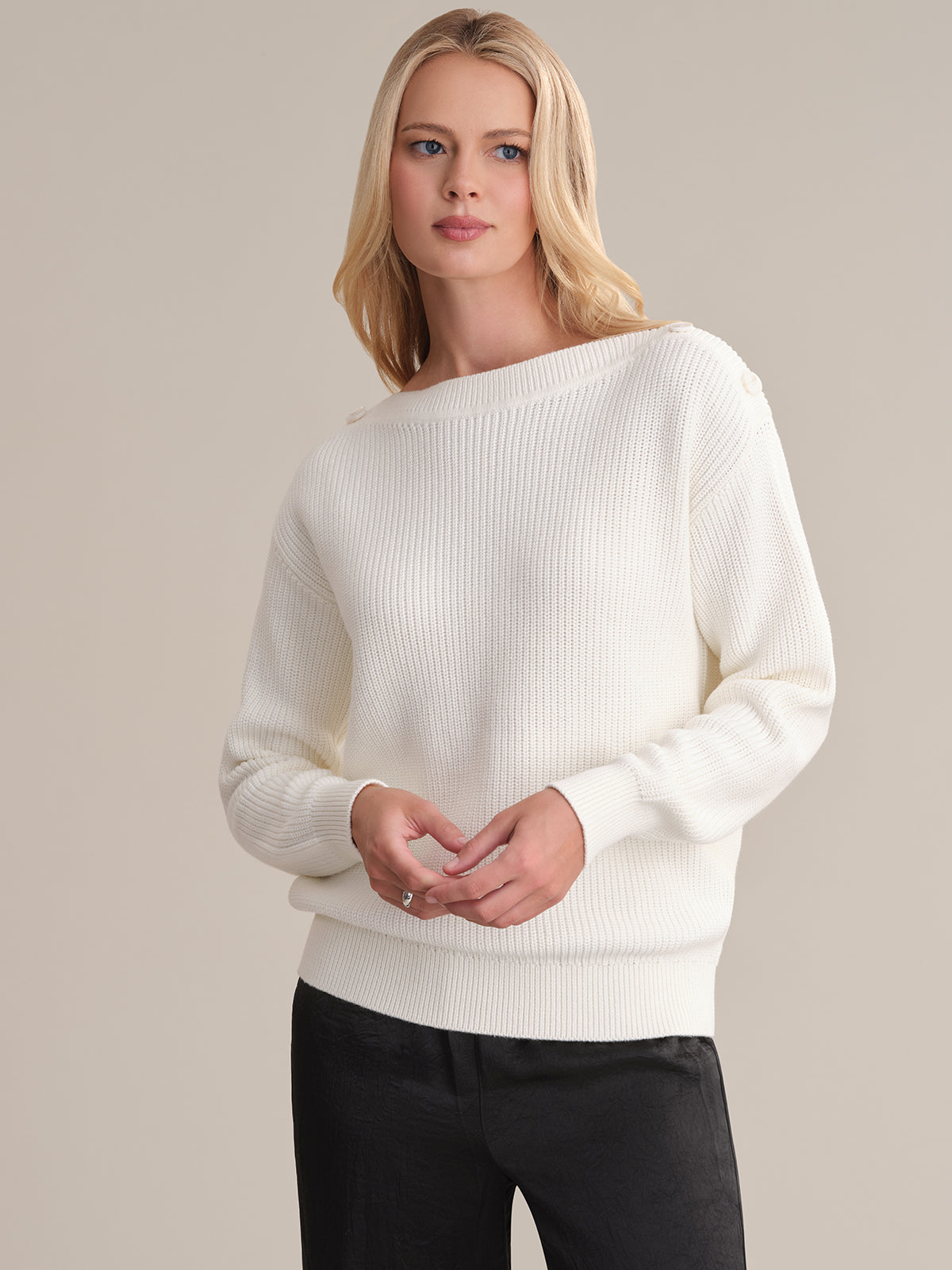 Elina: Boat Neck Cotton Sweater