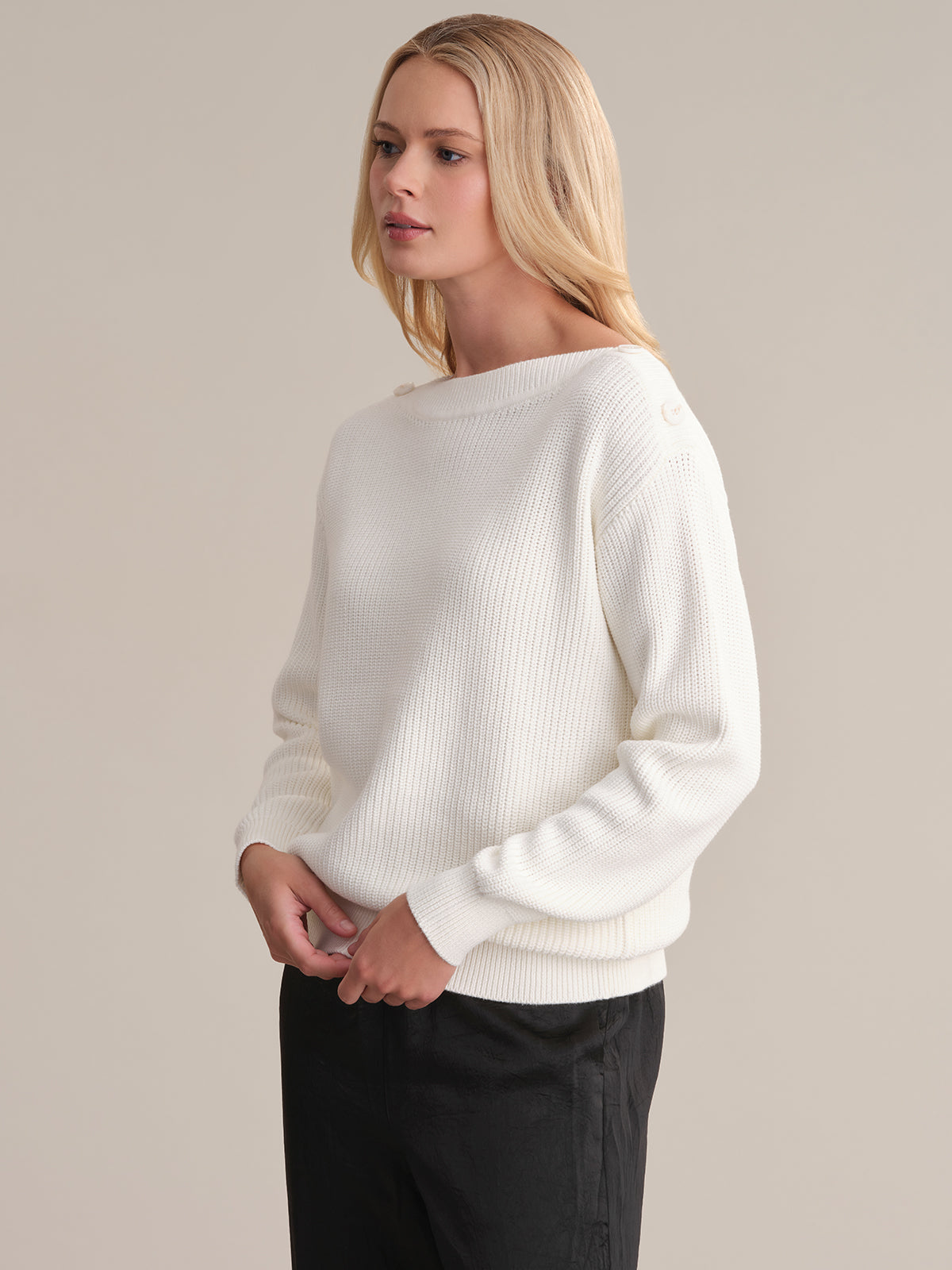 Elina: Boat Neck Cotton Sweater