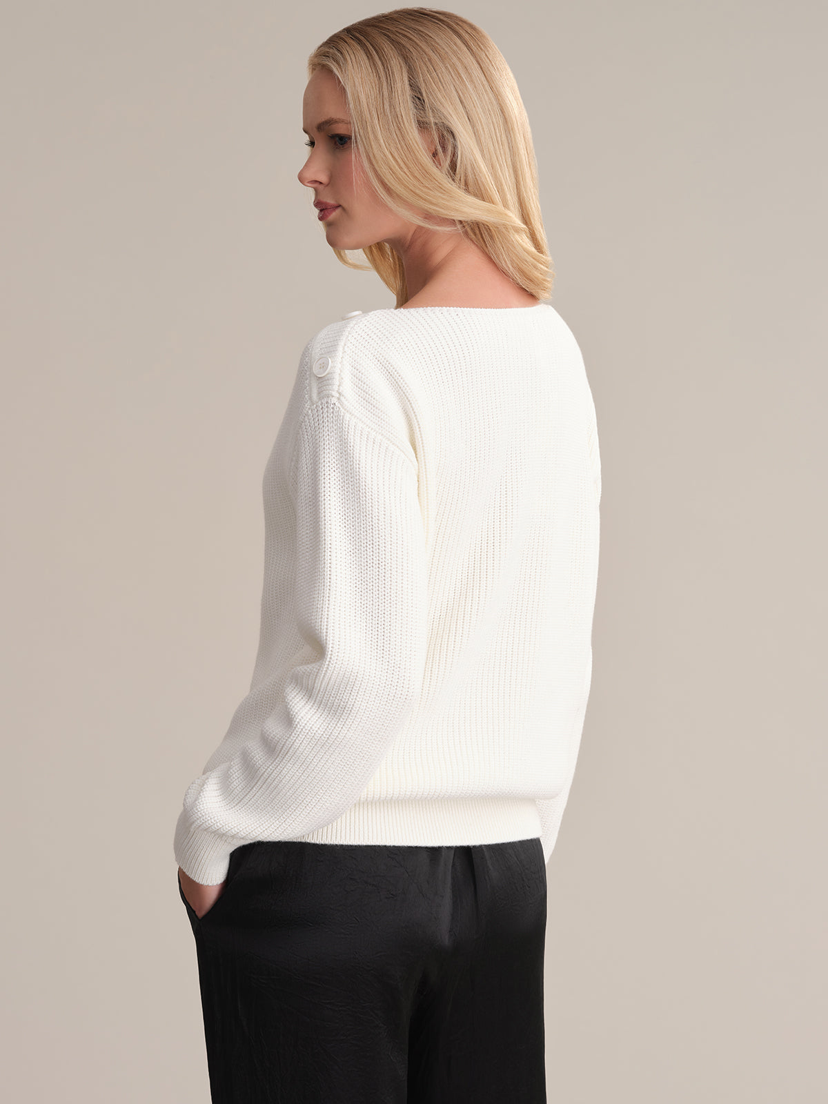 Elina: Boat Neck Cotton Sweater