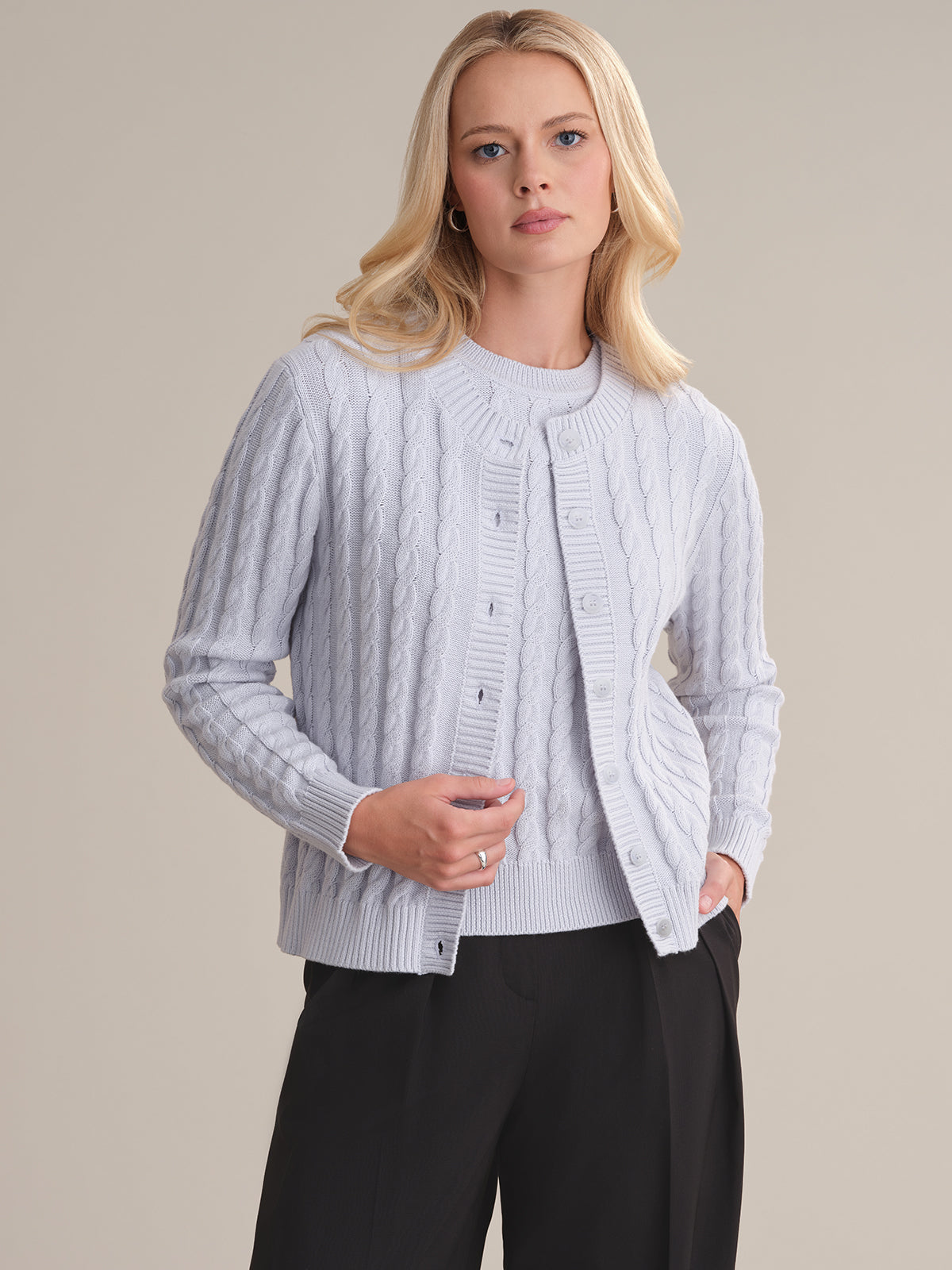 Helen: Cable Cotton Cardigan