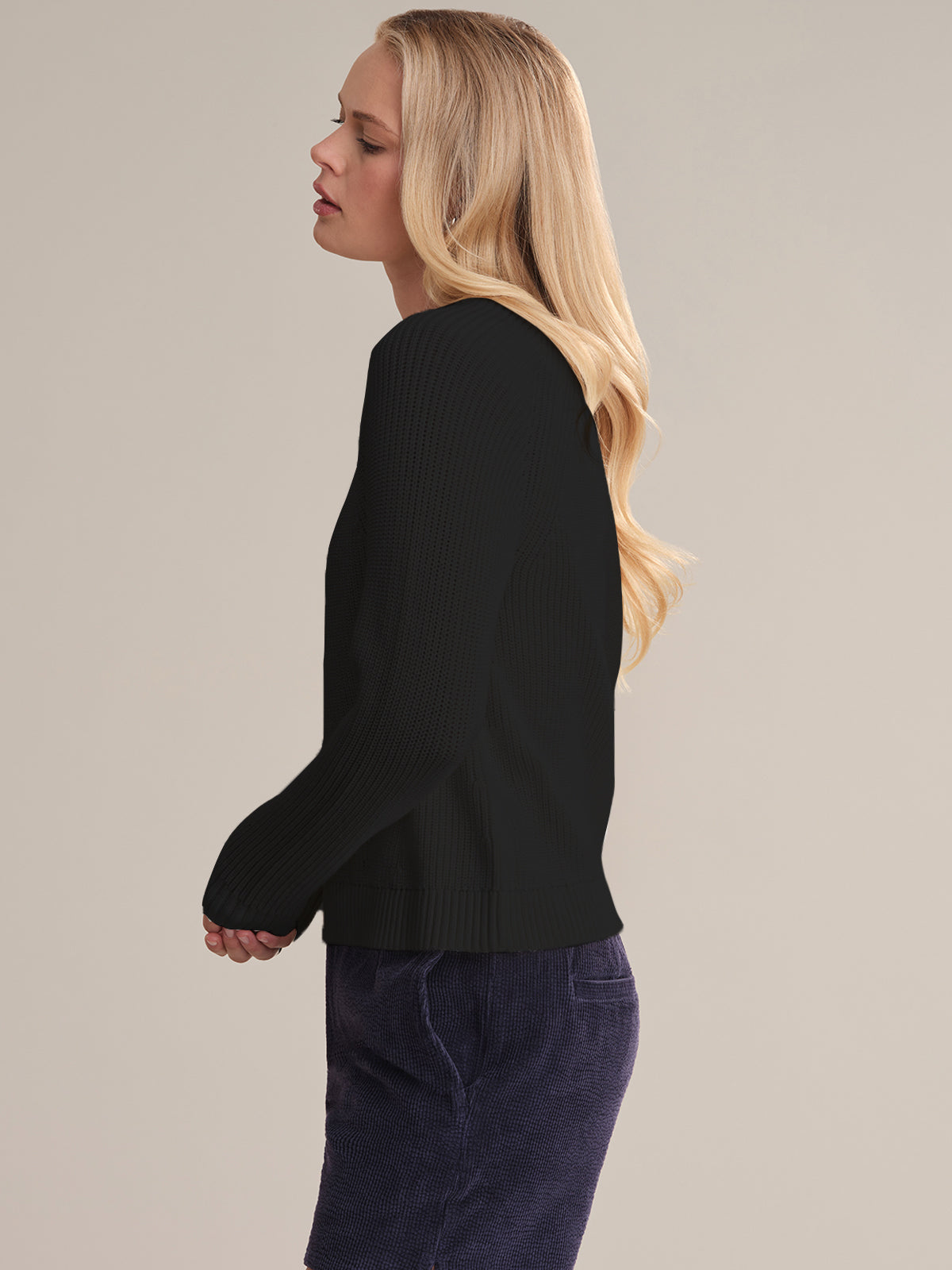 Sophia: Crewneck Shaker Stitch Cotton Sweater