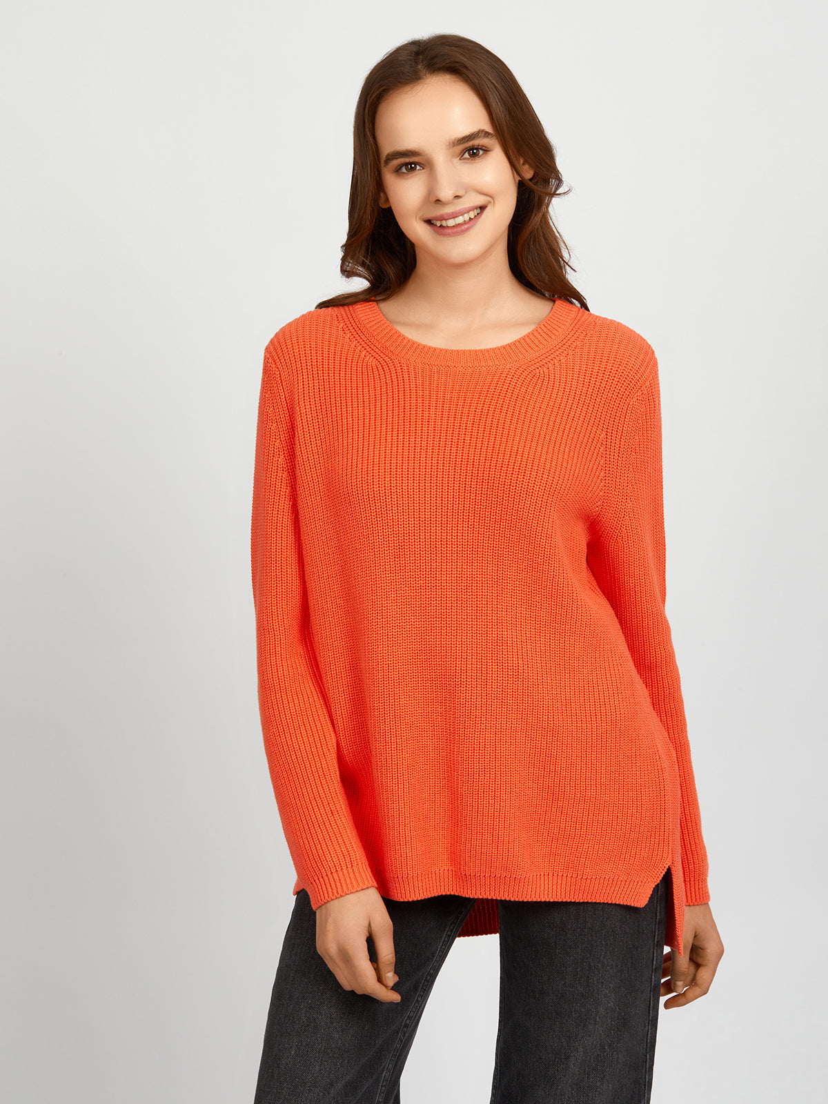 Emma: 100% Cotton Crewneck Shaker Stitch Sweater