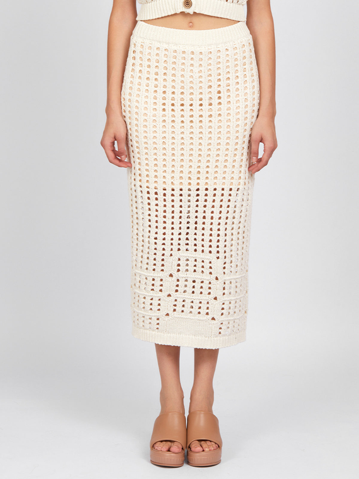 Christina: Open Stitch Midi Skirt