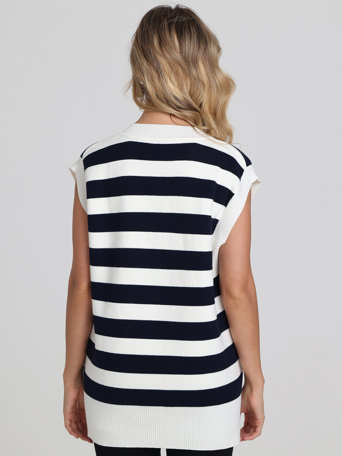 Charlene: Stripe V-Neck Sweater Vest