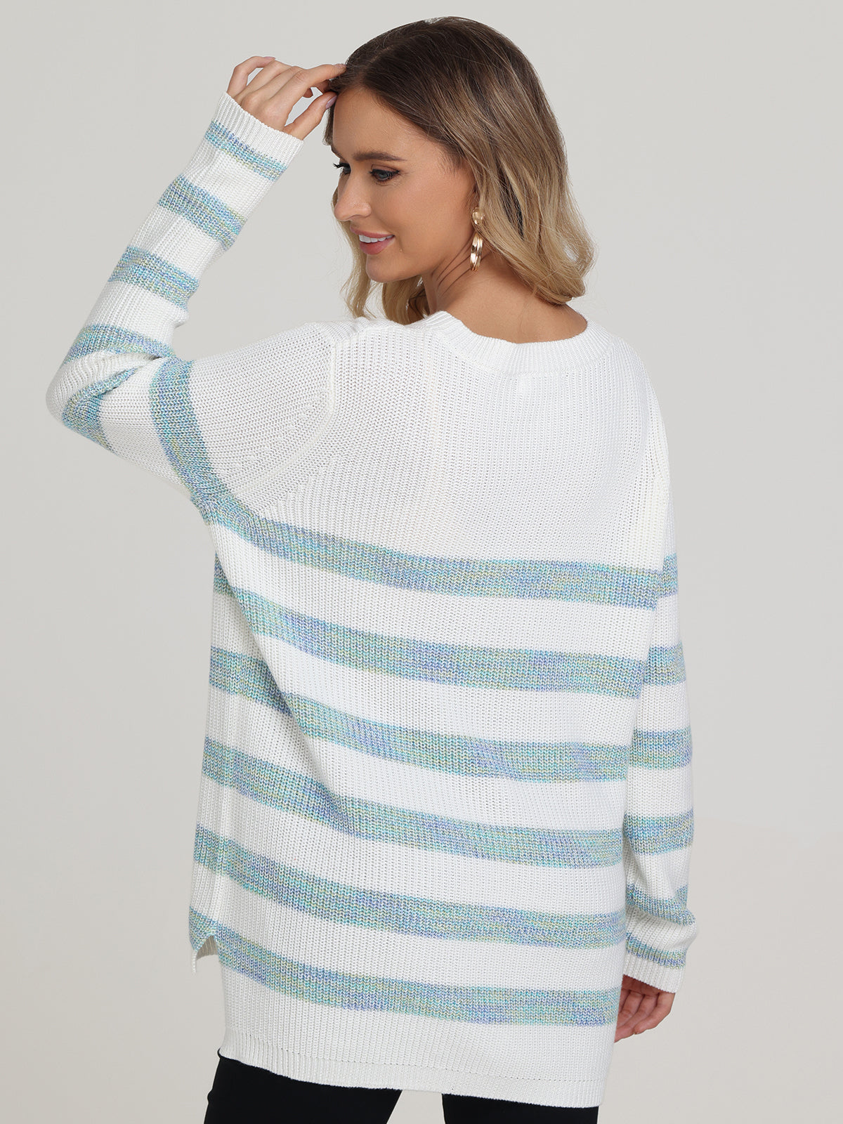 Emma: Stripe Crewneck Shaker Sweater