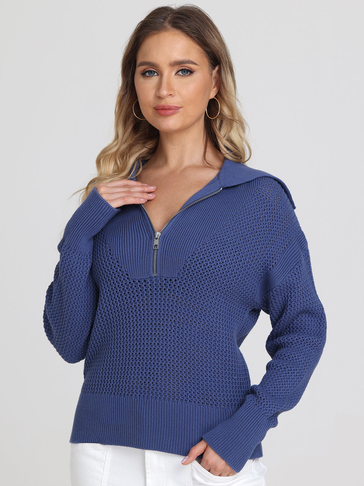 Nina: 100% Cotton Half-Zip Front Pullover