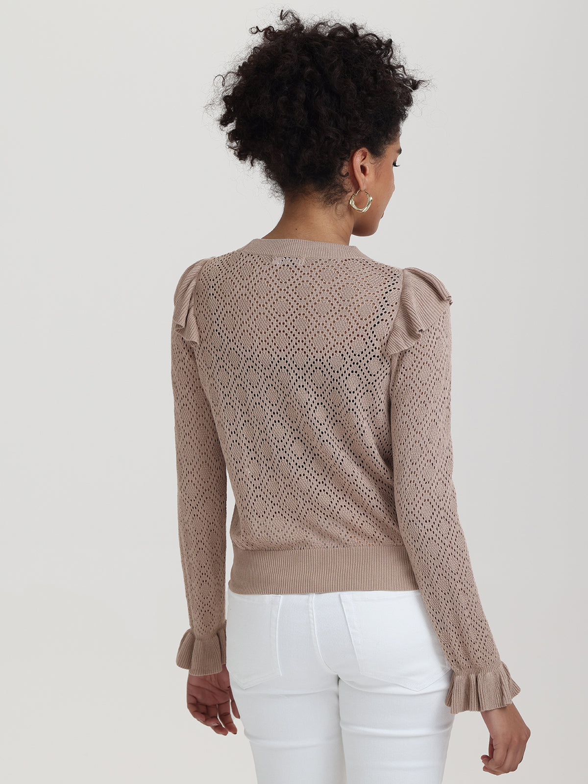 Frances: Ruffle-Trimmed Pointelle Sweater