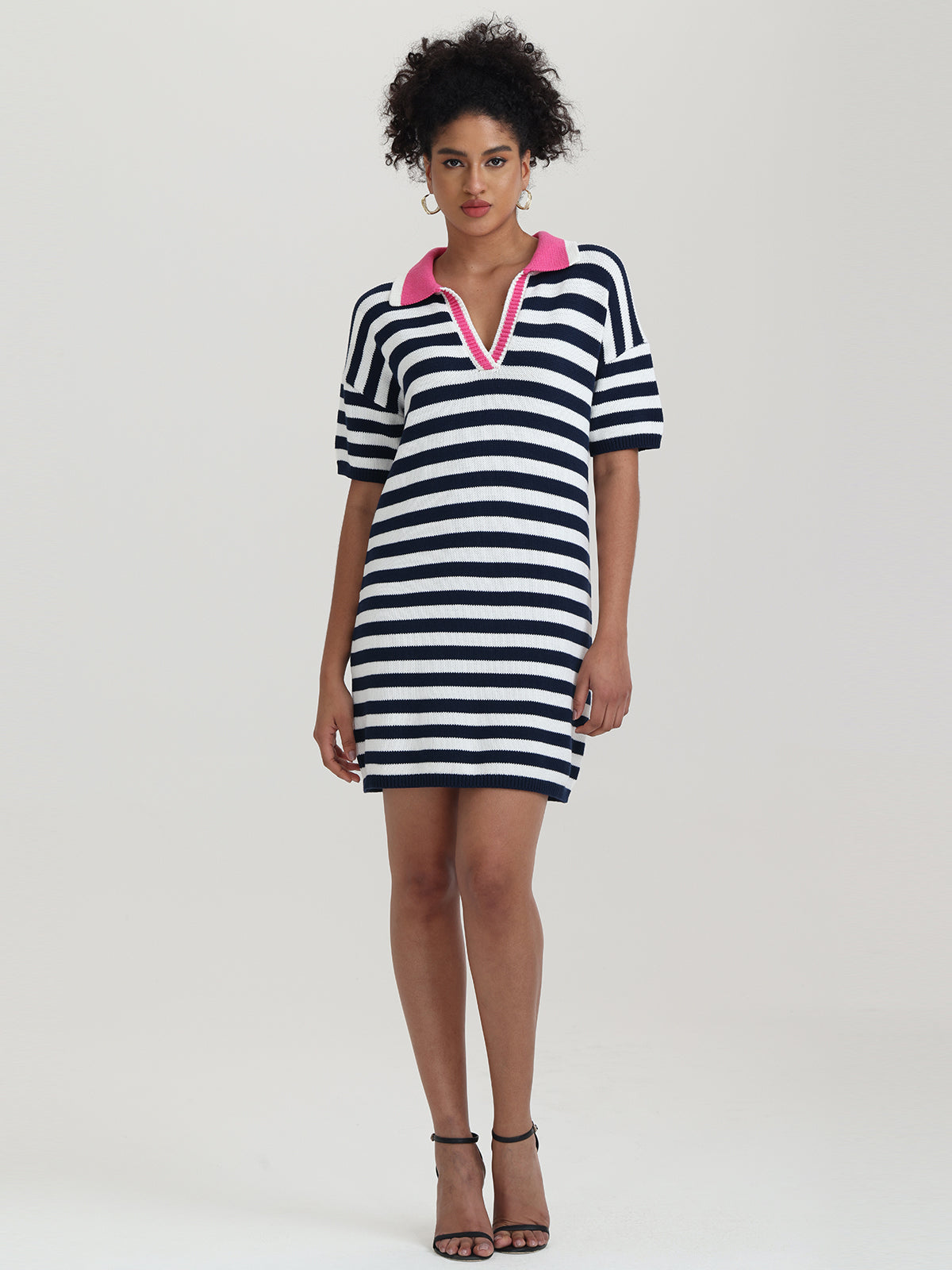 Lottie: 100% Cotton Stripe Polo Mini Dress