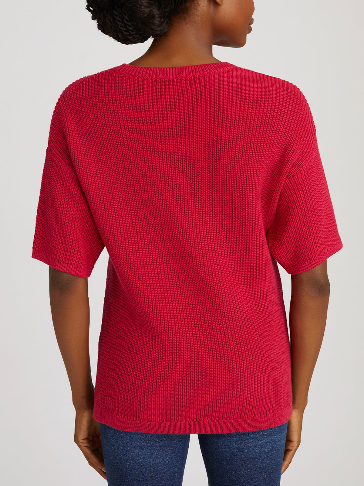 Emma: 100% Cotton Crewneck Shaker Stitch Tee