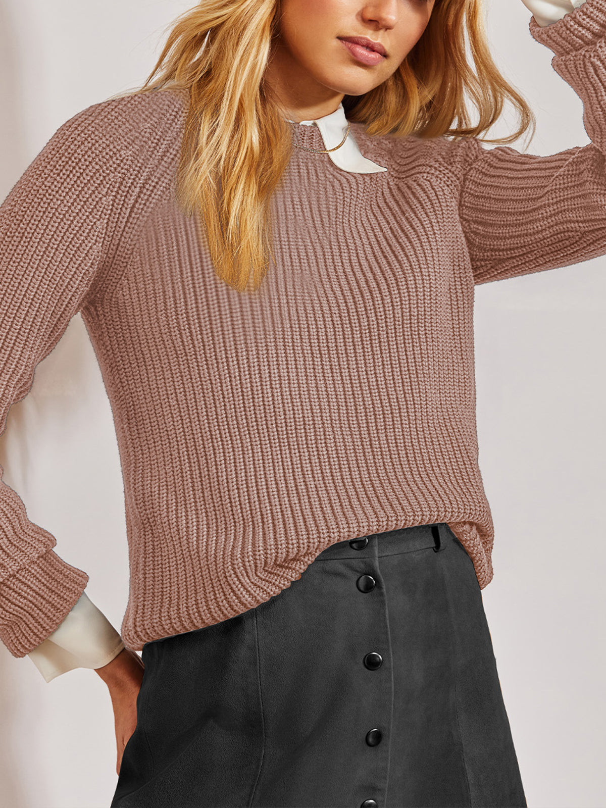 The Jane: 100% Cotton Shaker Stitch Raglan Sleeve Sweater