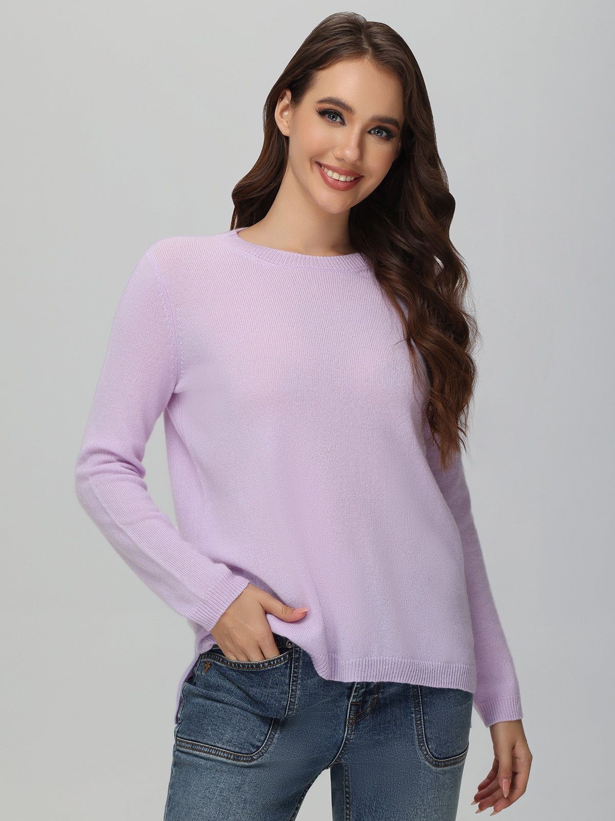 525 Cashmere High Low Crew Neck Sweater