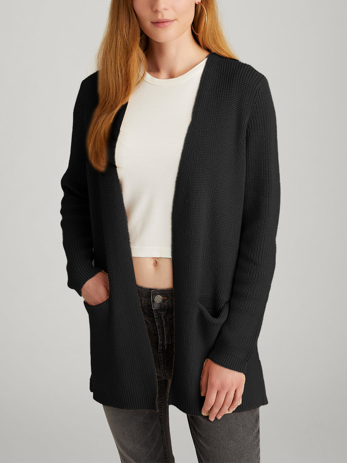 Emma: 100% Cotton Shaker Stitch Open Cardigan