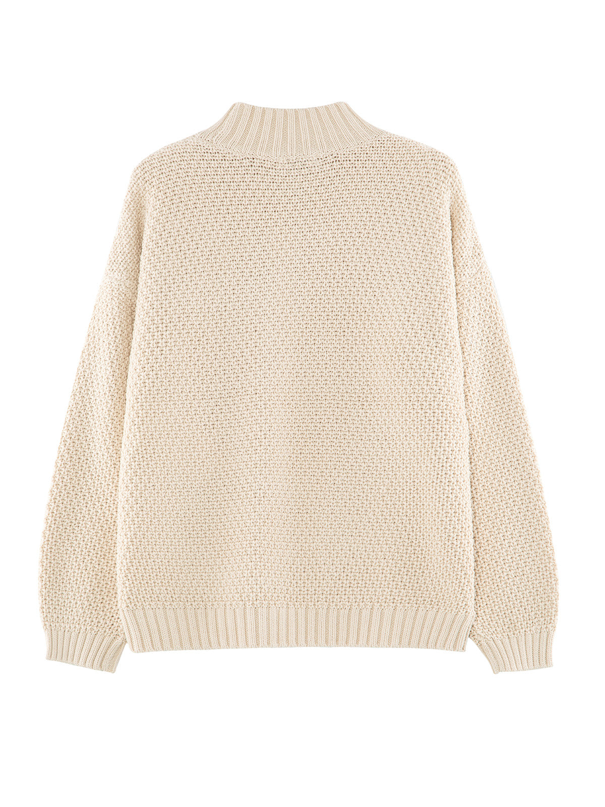 100% Cotton Cable Mockneck Pullover