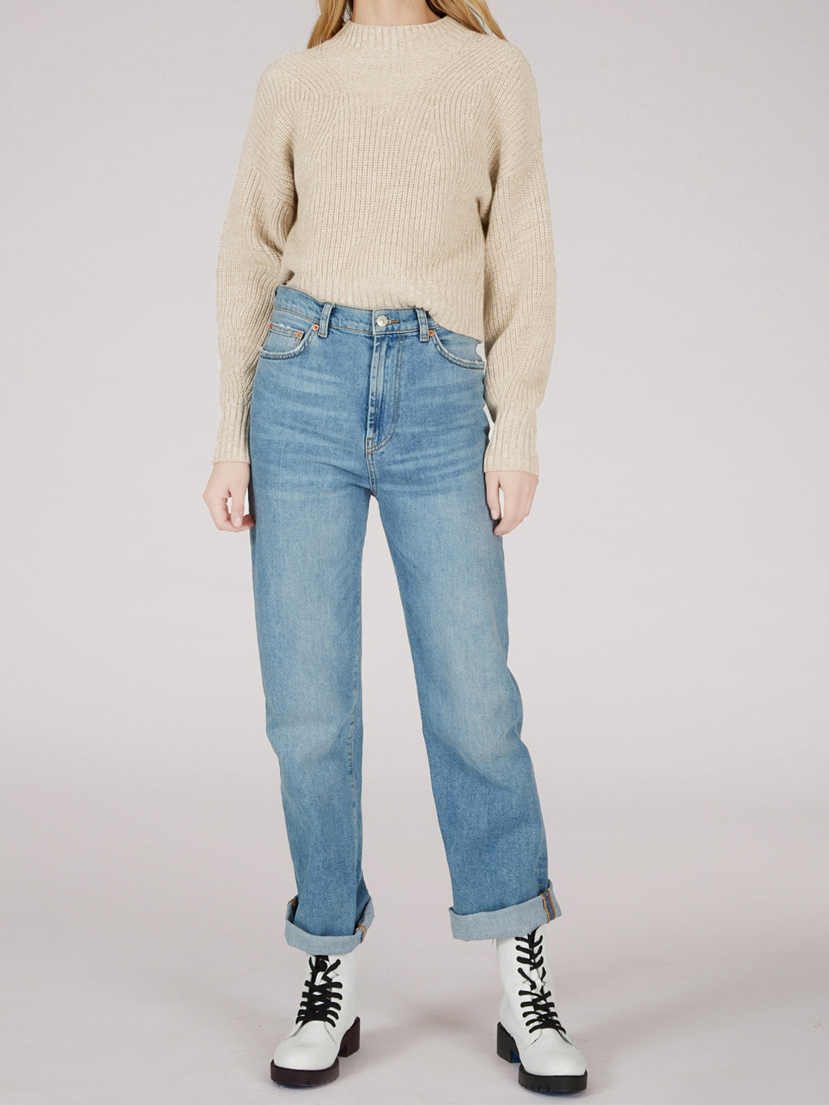 The Mia: 100% Cotton Transfer Stitch Cropped Sweater